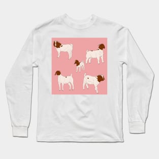 Boer Goats Pattern Pink Long Sleeve T-Shirt